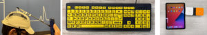 Popular Assistive Technology like head pointer, large print keyboard and adaptive switch